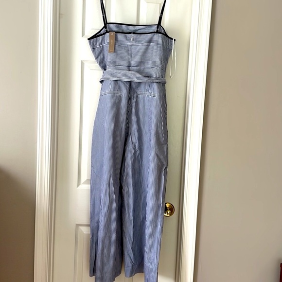 🆕 J. Crew Seersucker Jumpsuit Blue & White. Hand Pockets. Waist Tie. Size 6 - Picture 5 of 13
